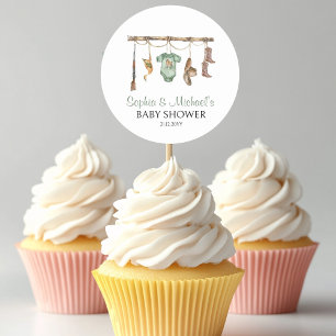 Een beetje jager baby shower cupcake topper ronde sticker