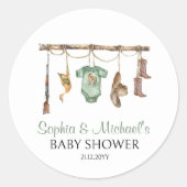 Een beetje jager baby shower cupcake topper ronde sticker (Voorkant)