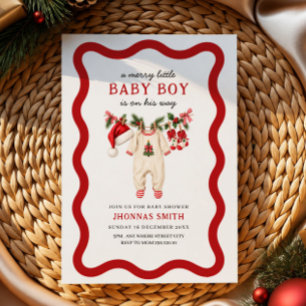 een beetje kerst kleding jongen baby shower kaart