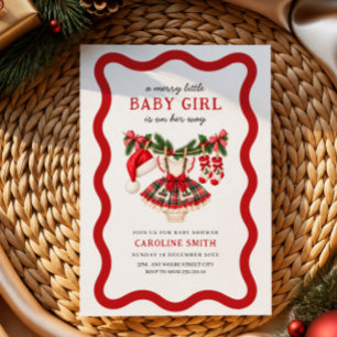 een beetje kerst outfit meisje baby shower kaart