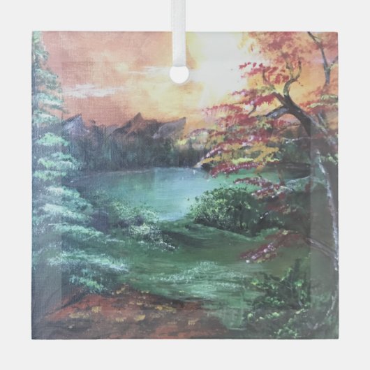 Een beetje kleur bij het meer glas ornament (Voorkant)