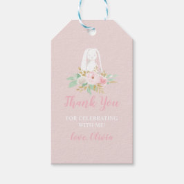 Een beetje konijn is één bloemrijke eerste verjaar cadeaulabel