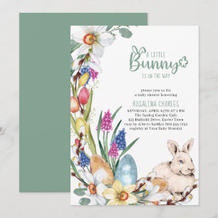Een beetje konijn Narcissen en tulpen baby shower Kaart