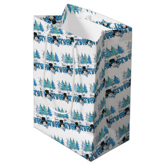 Een beetje koud sneeuwmannetje voelend medium cadeauzakje