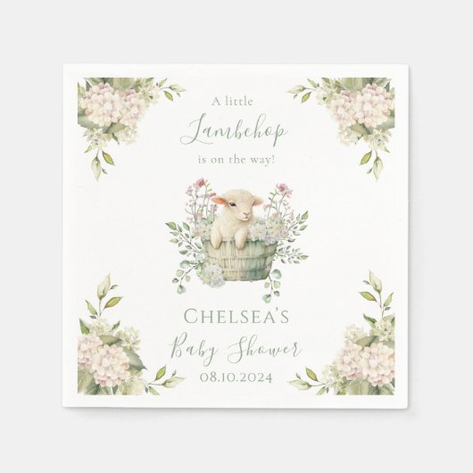 Een beetje Lambchop Floral Sheep Baby shower Servet (Voorkant)