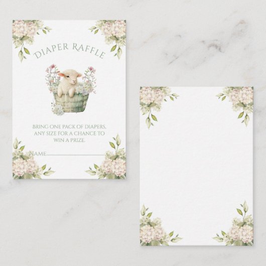 Een beetje Lambchop Waterverf Luier Raffle Informatiekaartje (Voorkant / Achterkant)