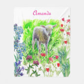 Een beetje lammetje en wilde bloemen fleece deken (Voorkant)