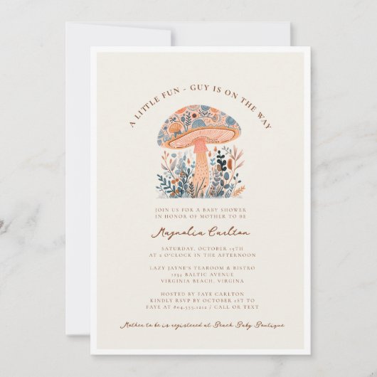 Een beetje leuke man paddenstoel Herfst Baby showe Kaart (Voorkant)