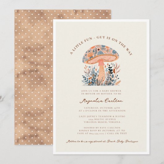 Een beetje leuke man paddenstoel Herfst Baby showe Kaart (Voorkant / Achterkant)