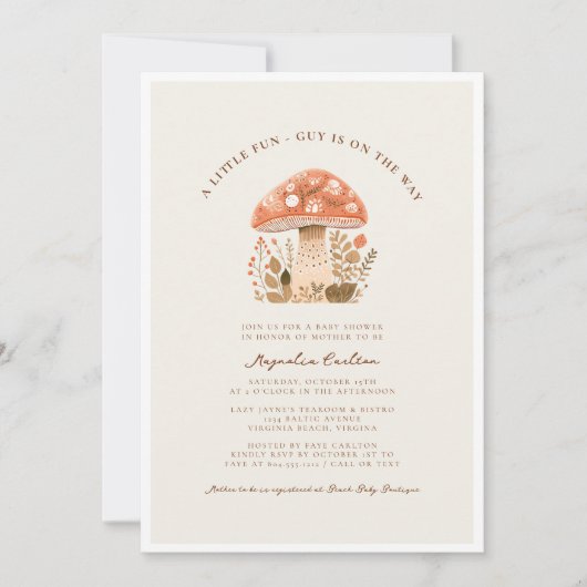 Een beetje leuke man paddenstoel Herfst Baby showe Kaart (Voorkant)