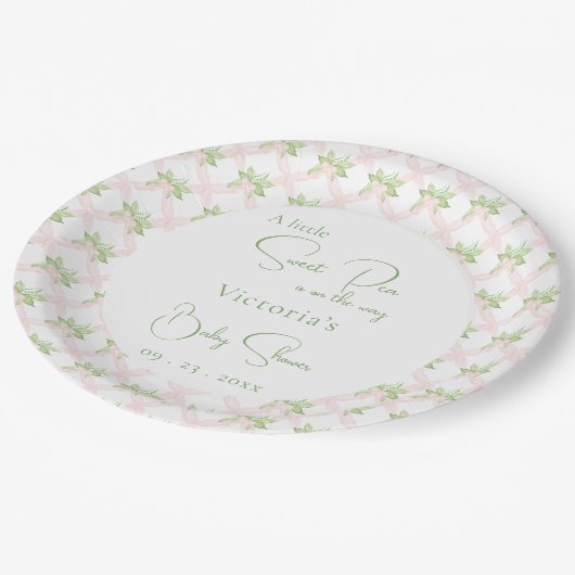 Een beetje lief erwt roze meisje Baby shower Papieren Bordje (Gekanteld)
