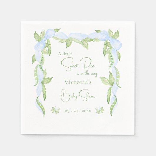 Een beetje lief erwtenblauw jongetje Baby shower Servet (Voorkant)
