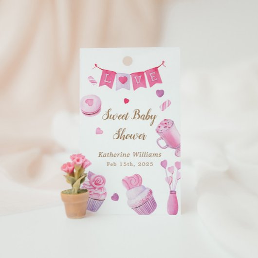 Een beetje lief roze Baby shower Cadeaulabel
