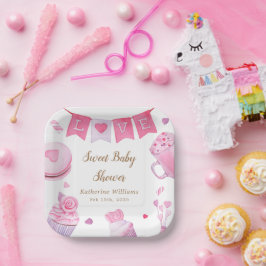 Een beetje lief roze Baby shower Papieren Bordje
