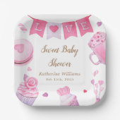 Een beetje lief roze Baby shower Papieren Bordje (Voorkant)
