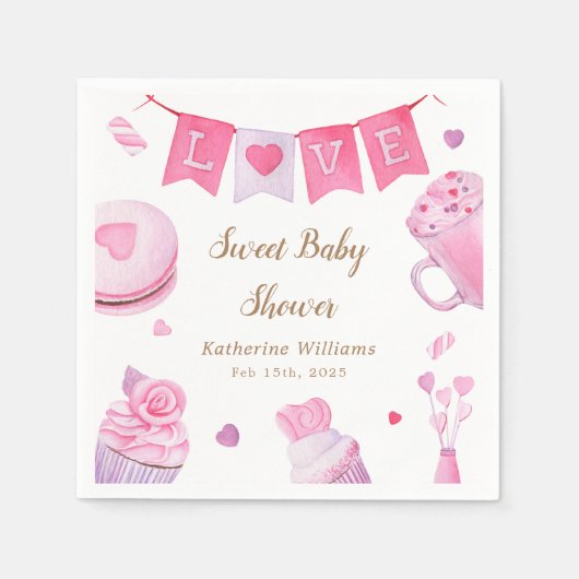 Een beetje lief roze Baby shower Servet (Voorkant)