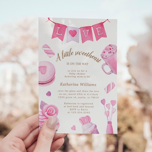 Een beetje lief roze Baby shower uitnodiging