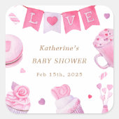 Een beetje lief roze Baby shower Vierkante Sticker (Voorkant)