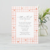 Een beetje lief roze gingham meisje Baby shower Kaart (Staand voorkant)