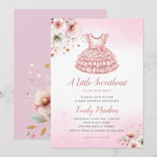 Een beetje lief roze kleding meisje Baby shower Kaart (Voorkant / Achterkant)