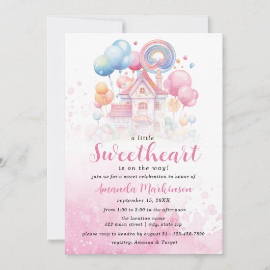 Een beetje lief Snoep Baby shower uitnodiging (Voorkant)