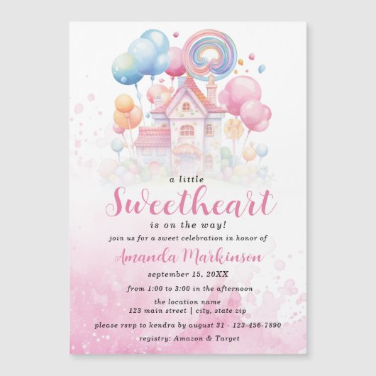 Een beetje lief Snoep Baby shower uitnodiging Magnetische Uitnodiging (Voorkant)