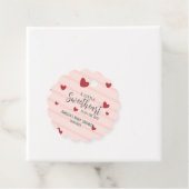 Een beetje lief valentijn harten baby shower bedankjes labels (In situ)