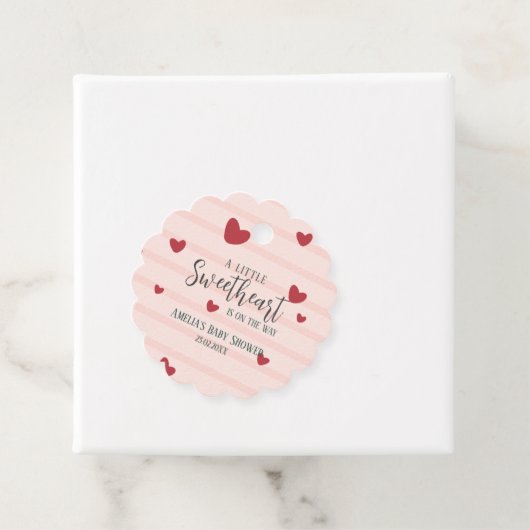 Een beetje lief valentijn harten baby shower bedankjes labels (In situ)