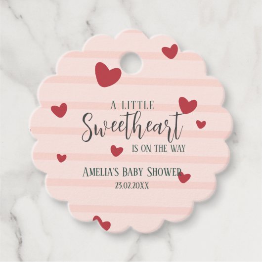 Een beetje lief valentijn harten baby shower bedankjes labels (Voorkant)