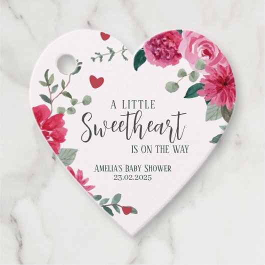 Een beetje lief valentijn harten baby shower bedankjes labels (Voorkant)