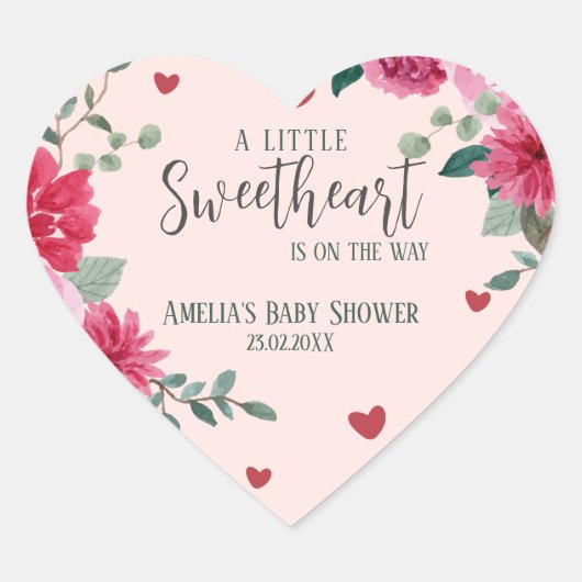 Een beetje lief valentijn harten baby shower hart sticker (Voorkant)