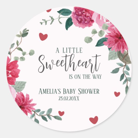 Een beetje lief valentijn harten baby shower ronde sticker (Voorkant)