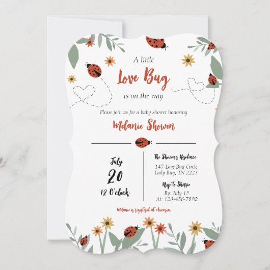 Een beetje liefde bug Baby shower uitnodiging (Voorkant)