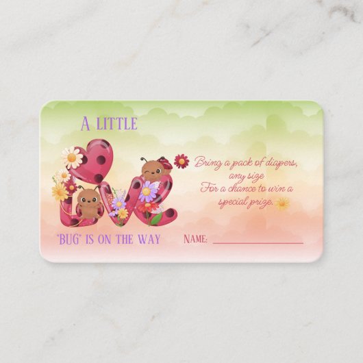 Een beetje liefde bug is op de weg Baby shower Informatiekaartje (Voorkant)