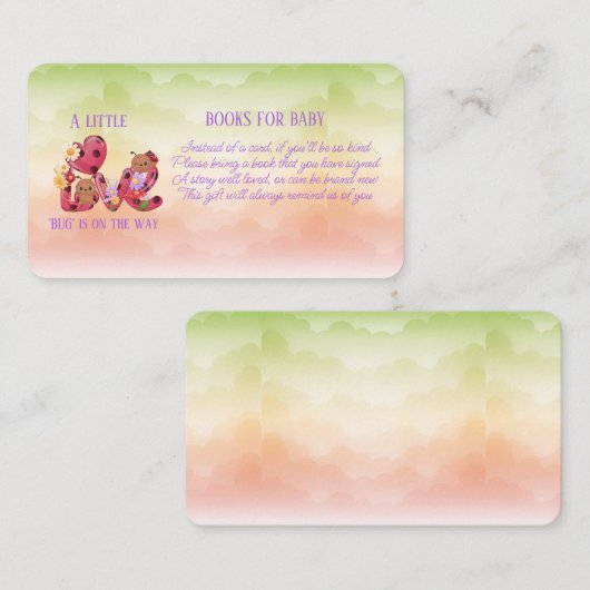 Een beetje liefde bug is op de weg Baby shower Informatiekaartje (Voorkant / Achterkant)