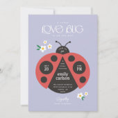 Een beetje liefde bug Paarse baby meisje douche Kaart (Voorkant)