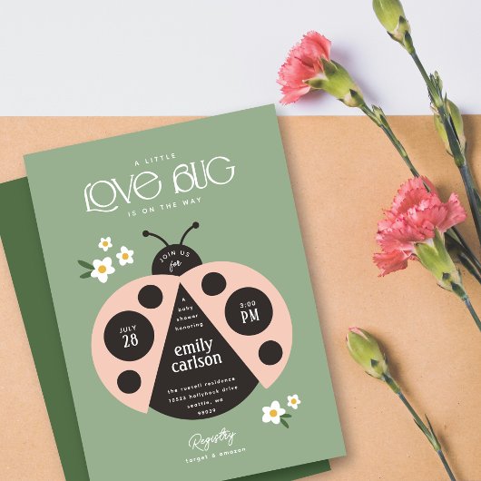 Een beetje liefde bug salie groene baby meisje dou kaart