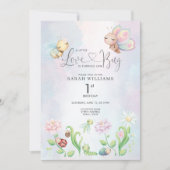 Een beetje Liefde Bug Waterverf Meisje 1e Verjaard Kaart (Voorkant)