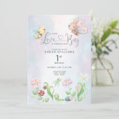 Een beetje Liefde Bug Waterverf Meisje 1e Verjaard Kaart (Staand voorkant)