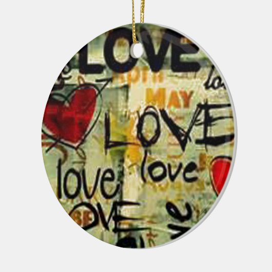 Een beetje liefdesgraffiti keramisch ornament (Links)