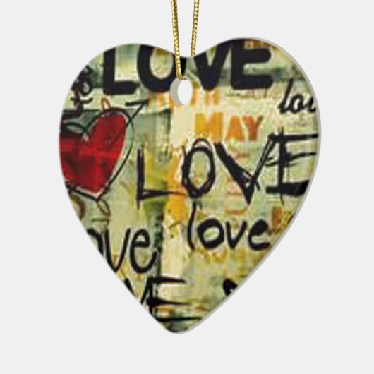 Een beetje liefdesgraffiti keramisch ornament (Links)