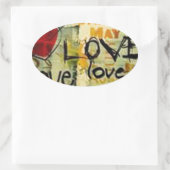 Een beetje liefdesgraffiti ovale sticker (Tas)