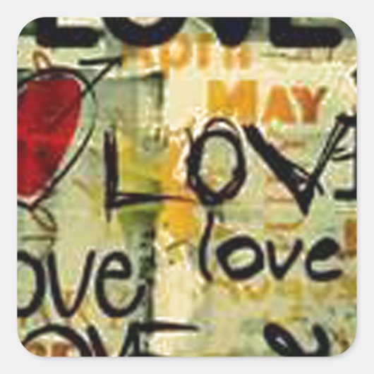 Een beetje liefdesgraffiti vierkante sticker (Voorkant)