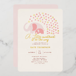 Een beetje liefje Elephant Girl Baby shower Gold Folie Uitnodiging