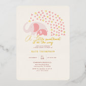 Een beetje liefje Elephant Girl Baby shower Gold Folie Uitnodiging (Voorkant)