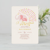 Een beetje liefje Elephant Girl Baby shower Gold Folie Uitnodiging (Staand Voorkant)