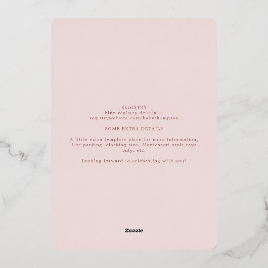 Een beetje liefje Elephant Girl Baby shower Gold Folie Uitnodiging (Achterkant)