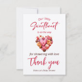 Een beetje lieverd rood lief hart Baby shower Bedankkaart (Voorkant)