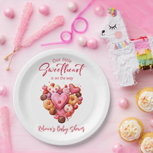 Een beetje lieverd rood lief hart Baby shower Papieren Bordje (Feest)