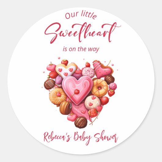 Een beetje lieverd rood lief hart Baby shower Ronde Sticker (Voorkant)